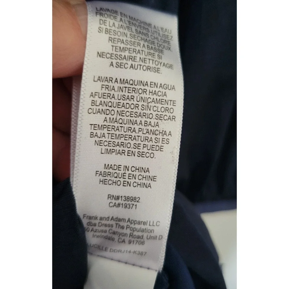 Dress The Population Blue Satin Maxi Dress Ruched Long Sleeve Formal Gown XL NEW - Picture 10 of 11